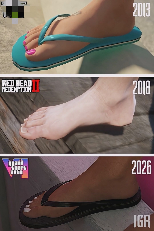 R星三款作品玉足模型对比：还是《GTA6》最带派！
